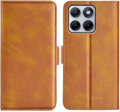 MobyDefend Hoesje - Geschikt voor Motorola Edge 70 Fusion - Luxe Wallet Book Case (Sluiting Zijkant) - Lichtbruin