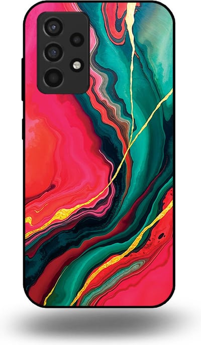 Smartphonica Telefoonhoesje Geschikt voor Samsung Galaxy A52 met Rood Groen Marmer Opdruk - TPU Backcover Case Red Green Marble Design geschikt voor Samsung Galaxy A52
