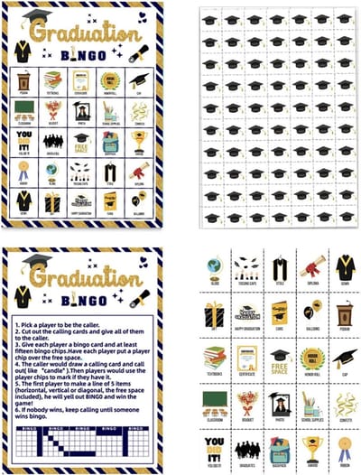 Afstudeer Bingo - Feestspel Kaarten - Feestelijke Bijeenkomsten - Voor 24 Spelers - 18 x 13 cm