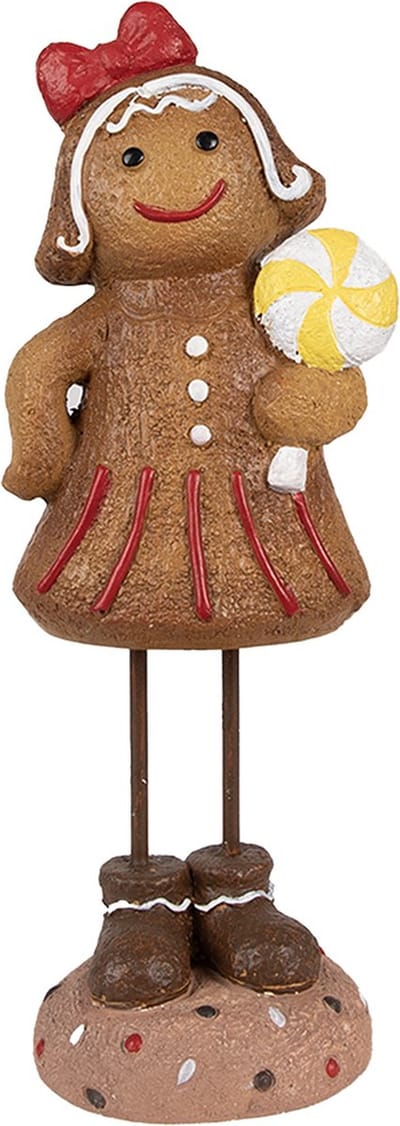 Clayre & Eef Kerstdecoratie Beeld Gingerbread man 23 cm Bruin Polyresin