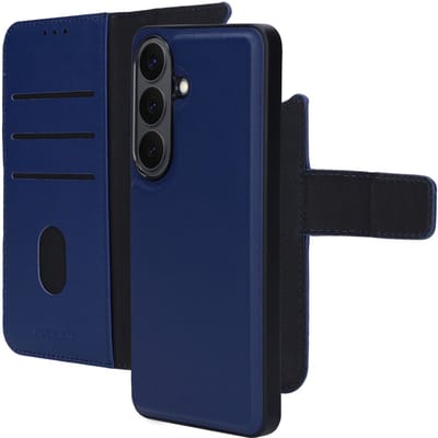 Mobiparts hoesje geschikt voor Samsung Galaxy S26 - Wallet 2-in-1 Boekhoesje - MagSafe - Echt Leder - Uitneembare Case - Sterke Magneet Sluiting - Contactloos betalen - Blauw