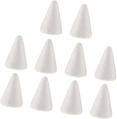 Lege Kerstboomvoet 10 Stuks Schuim Pilaren Conisch Vormen DIY Materialen Wit - 70mm, Perfect voor Decoratie en Creatieve Projecten