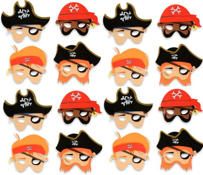 Maskers Piraat | 16 Piratenmaskers met 16 Gratis Tattoo's