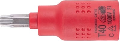 Wurth - VDE-dopsleutel, 3/8 inch, TX - VDE 3/8 inch TX dopsleutel, kort x 1 st Soort aandrijving Binnenvierkant Aansluiting TX40