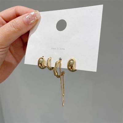 Nieuw Ontwerp Goud Zilver Kleur Metaal Geometrisch Onregelmatig Kwastje Ketting Clip Oorbellen Voor Vrouwen Niet Gepiercet Oor Manchet Sieraden brown