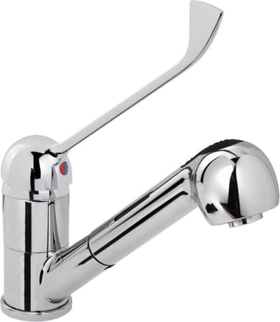 Robinet de cuisine avec douchette extractible, acier inoxydable, hauteur 230 mm - Hendi 810255