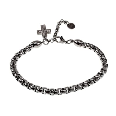 15 tot 20cm Armband Dames - Gepolijst RVS - Jasseron Schakelarmband met Kruishanger - Verstelbaar