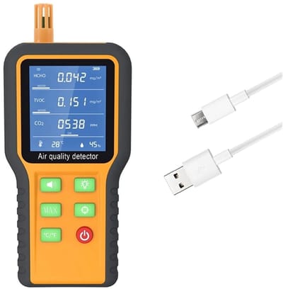 Luchtkwaliteit Monitor - HCHO TVOC Tester - Binnenlucht Meten - Geluidsalarm Functie - 1000mAh Batterij - Zwart