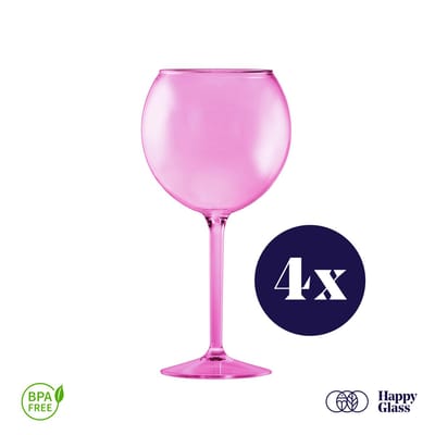HappyGlass Miss Liza - Set van 4 kunststof Gin Tonic glazen - 63cl - Pretty pink - BPA-vrij Tritan Limited Edition