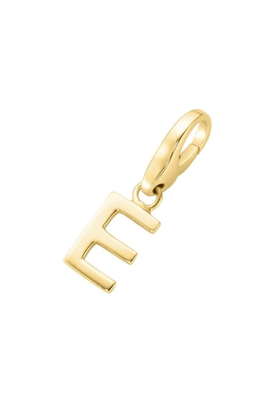 Geelgoud (verguld) hangende bedel | letterbedel | letter E | Giorgio Martello | 925/000 zilver | clipslot | karabijnslot | past aan schakel armbanden |