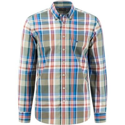 Fynch-Hatton Overhemd Modern Bold Checks Button Down Vibrant Blue-Multi / male