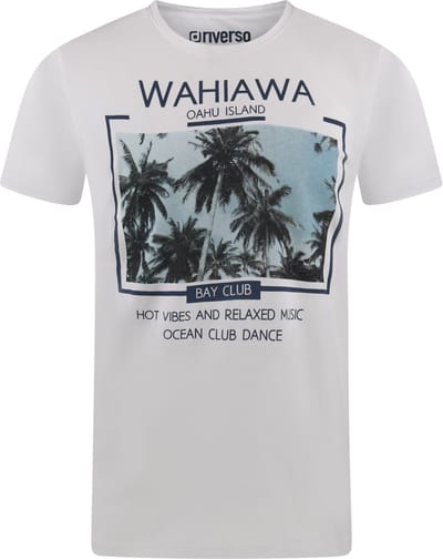 riverso Heren T-Shirt RIVLukas regular fit Wit S Ronde Hals Volwassenen - gemaakt van 100% katoen