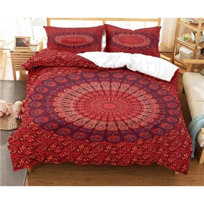 Bohemian Psychedelisch Mandala Patroon Dekbedovertrek Set Beddengoed Voor Volwassenen Kind Bedset Dekbedovertrek Met 1 Dekbed 2 Kussensloop AU Double(180x210cm)