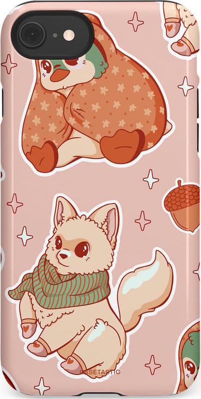 Casetastic hoesje geschikt voor Apple iPhone SE / Apple iPhone 7 / Apple iPhone 8 - Dubbellaagse bescherming - Winter avontuur - Fashion Case - Perzik Zand Lichtgrijs