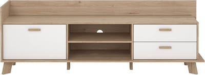 Ikast TV-meubel 1 deur, 2 lades, 2 planken eiken decor, wit.
