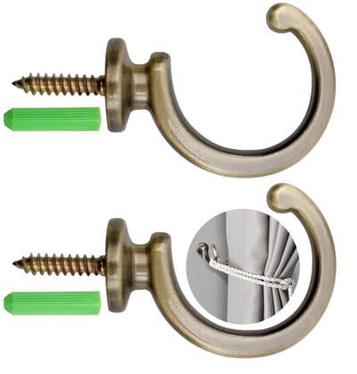 Dailygoods- Gordijnhaken G-vormig - Gordijnhouders - Zinklegering - Roestvrij en duurzaam - 2 stuks - Voor thuis en kantoor - Gordijnhouder