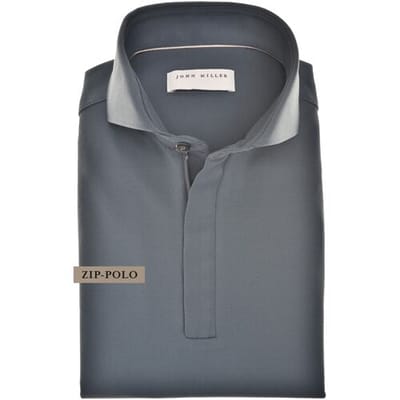 John Miller Polo Slim Hyperstretch Long Sleeve Zip Collar Donker Blauw Melange / male