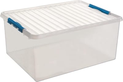 Sunware Q-Line opbergbox 120L - 80x50x38 cm - Transparant/Blauw