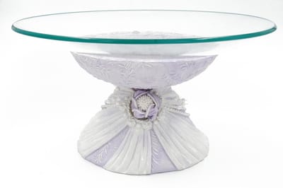 Decoratieve Schaal - Glas - Wit en Paars - Ø32cm