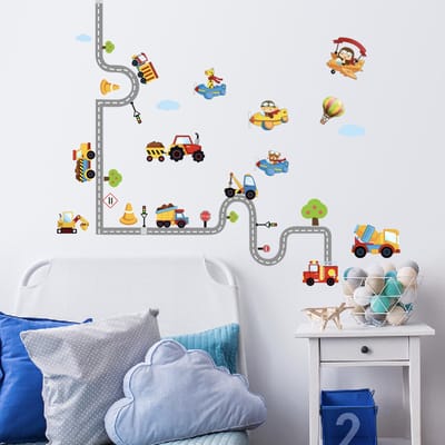 Stickerkamer® | Muursticker | Kinderkamer | Auto's | Voertuigen | Snelweg | Jongen | Muurdecoratie