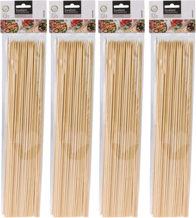 Excellent Houseware BBQ Sate/spiesjes prikkers - 200x - bamboe hout - 40 cm - spiezen - satestokjes