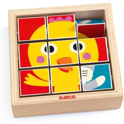 DJECO houten blokpuzzel Tournifarm 9 stks / 2 jr+