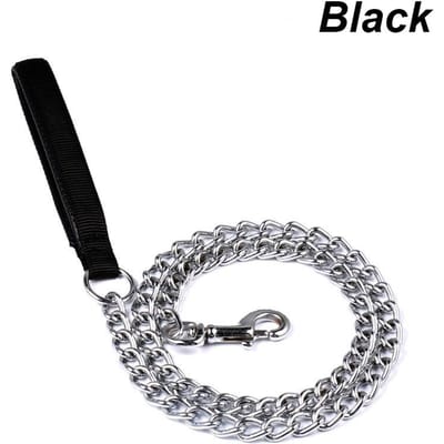 Hondenketting Lijn Metaal Training Huisdier Lijn Met Zacht Handvat Voor Middelgrote Grote Honden Bijtbestendige IJzeren Ketting Stang 120Cm Metalen Hondenketting (Black,3mm)