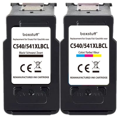 Boxstuff Inkt geschikt voor Canon PG-540 XL + CL-541 XL - (5222B012) - Inkt Cartridge 2-pack voor Canon Pixma MG2100 / MG2150 / MG2200 / MG3150 / MG3200 / MG4150 / MG4200 / MX395 / MX435 / MX475 / MX525 - Pack Kleur en Zwart
