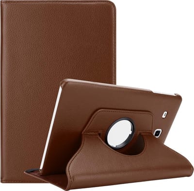 Cadorabo Tablet Hoesje geschikt voor Samsung Galaxy Tab E (9.6 Zoll) in PADDESTOEL BRUIN - Beschermhoes ZONDER auto Wake Up, met stand functie en elastische band sluiting Book Case Cover Etui