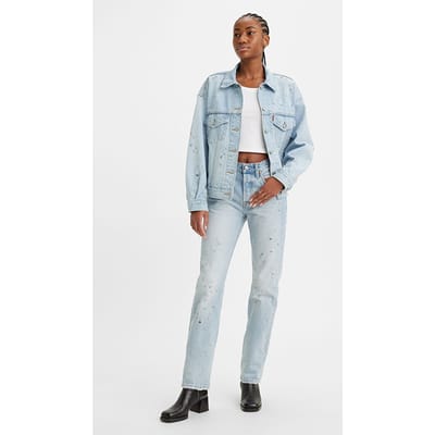 Levi's 501 Straight Jeans Blue Size: W25L32 | Straight Outlet | Dames | Blauw