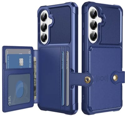 Portemonnee Hoesje Geschikt voor Samsung Galaxy A57 - Back Cover met Pasjeshouder - Telefoonhoesje voor Pinpas - Kaarthouder op Achterkant - Case met Magneet Blauw