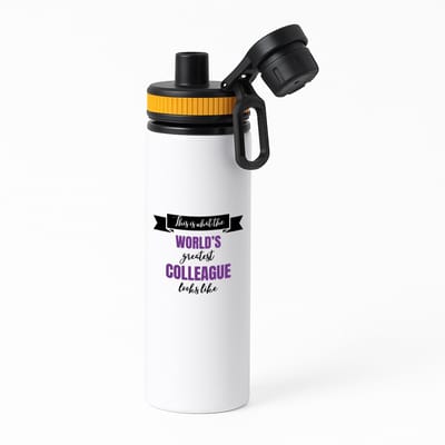Hacebo® - World's best colleague waterfles met draaidop oranje - Collega - beste collega - werk - afscheidscadeau - verjaardagscadeau - water fles - 850ML