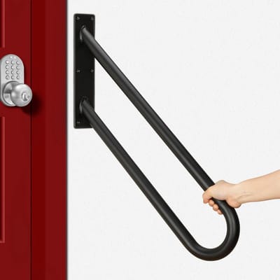 Buiten Trapleuning - Wandgreep Trap - Veilig Omhoog - Gepoedercoat Zwart - 71 cm Lengte - Zwart
