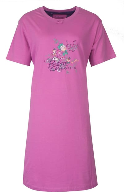 Tenderness Dames Nachthemd - Katoen - Korte Mouwen - Roze - Maat S
