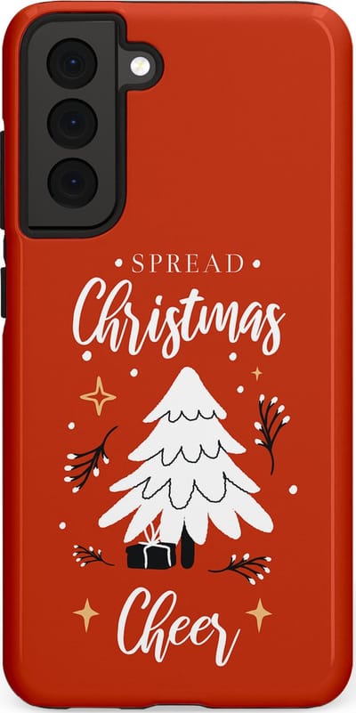 Casetastic hoesje geschikt voor Samsung Galaxy S21 FE 5G - Dubbellaagse bescherming - Verspreid het Kerstfeest - Fashion Case - Terracotta