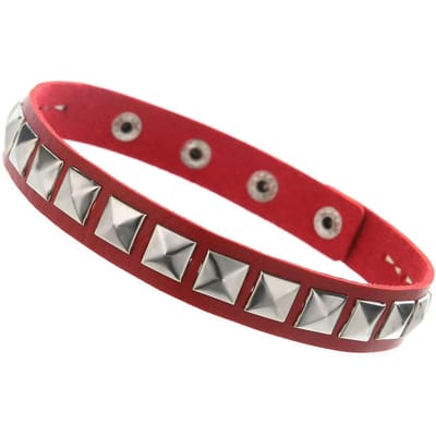 Mode Punk Personnalité Tendance Carré Rivets Collier Cuir PU Collier Collier Convient Pour Cadeau De La Saint-Valentin red