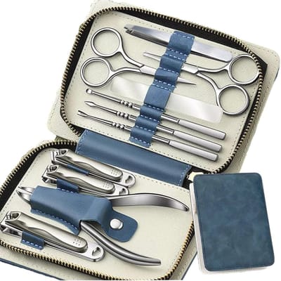 11-delige Manicureset - Roestvrij Stalen Nagelknipperset met Etui - Perfect voor Manicure en Pedicure