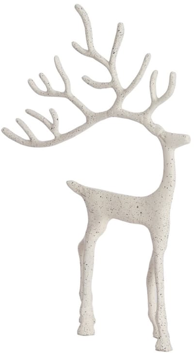 Ornament 27,5x7x39 cm DEER wit+grijs