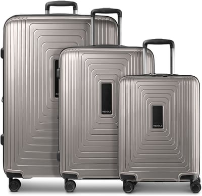Redolz Essentials 14 4 wielen Kofferset 3-delig met uitbreidingsplooi - Harde bagage - TSA slot - coffee grey metallic