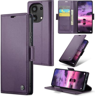 CaseMe Wallet Case met RFID Bescherming en Magneetsluiting voor Redmi Note 13 Pro 4G _ Paars