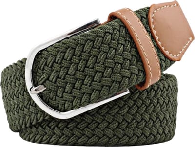 Fako Fashion - Elastische Gevlochten Riem - Damesriem - Herenriem - Canvas - Elastisch - Gevlochten - 105cm - 33mm - Donkergroen