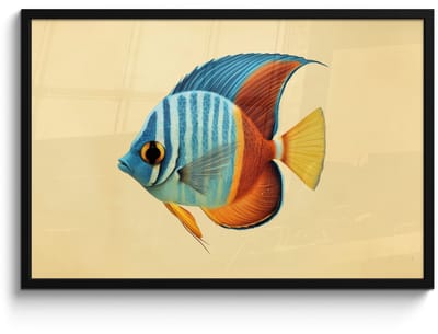 Poster in lijst - Fotolijst 90x60 cm - Posters - Vis - Vinnen - Blauw - Ogen - Posterlijst zwart - Decoratie - Wanddecoratie woonkamer - Muurdecoratie slaapkamer
