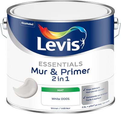 Levis - Essentials Mur & Primer - Wit - 2,5 L