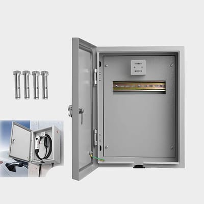 Laadkast EV - Laadbox Wandmontage - Opladen Elektrische Auto - Weerbestendige Behuizing - 30x40x18 cm - Grijs