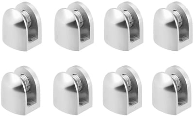 Dailygoods- Glashouder - 8 Stuks - Verstelbaar - Zinklegering - Antislip - Geschikt voor 6-10mm Dikte Glas - 304 Roestvrij Staal - Glasbeugel