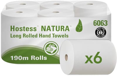 Gerecyclede Handdoekrollen 6 x 190 m - 1-laags Grijs Papieren Handdoekjes voor Duurzame Handhygiëne