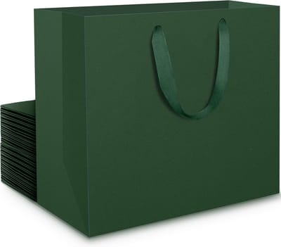 Grote groene cadeauzakken van stevig papier - 20 stuks - 32x11.5x28 cm - Perfect voor verjaardagen en feestdagen
