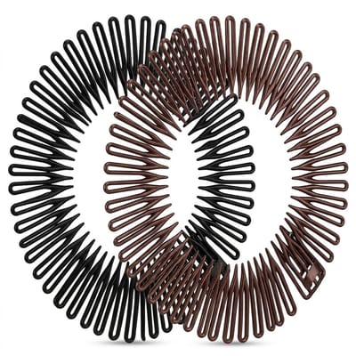 Set van 2 metalen haarbanden – zwarte en bruine flexibele hoofdband – anti-slip haaraccessoire voor dames en heren – geschikt voor sport, dagelijks gebruik en styling