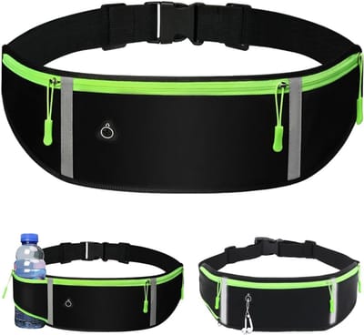 TIM® Flipbelt - Hardloopriem - Running Belt - Zwart/Groen - 28cm x 16cm x 5cm