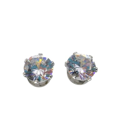 2 paar - Oorknoppen chirurgisch staal - zirkonia groot - 7 mm facet geslepen.